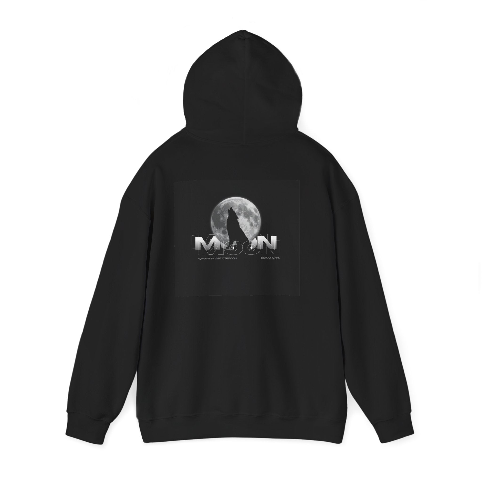 Moon Wolf Hoodie  Cotton Lunar Silhouette Graphic Sweatshirt