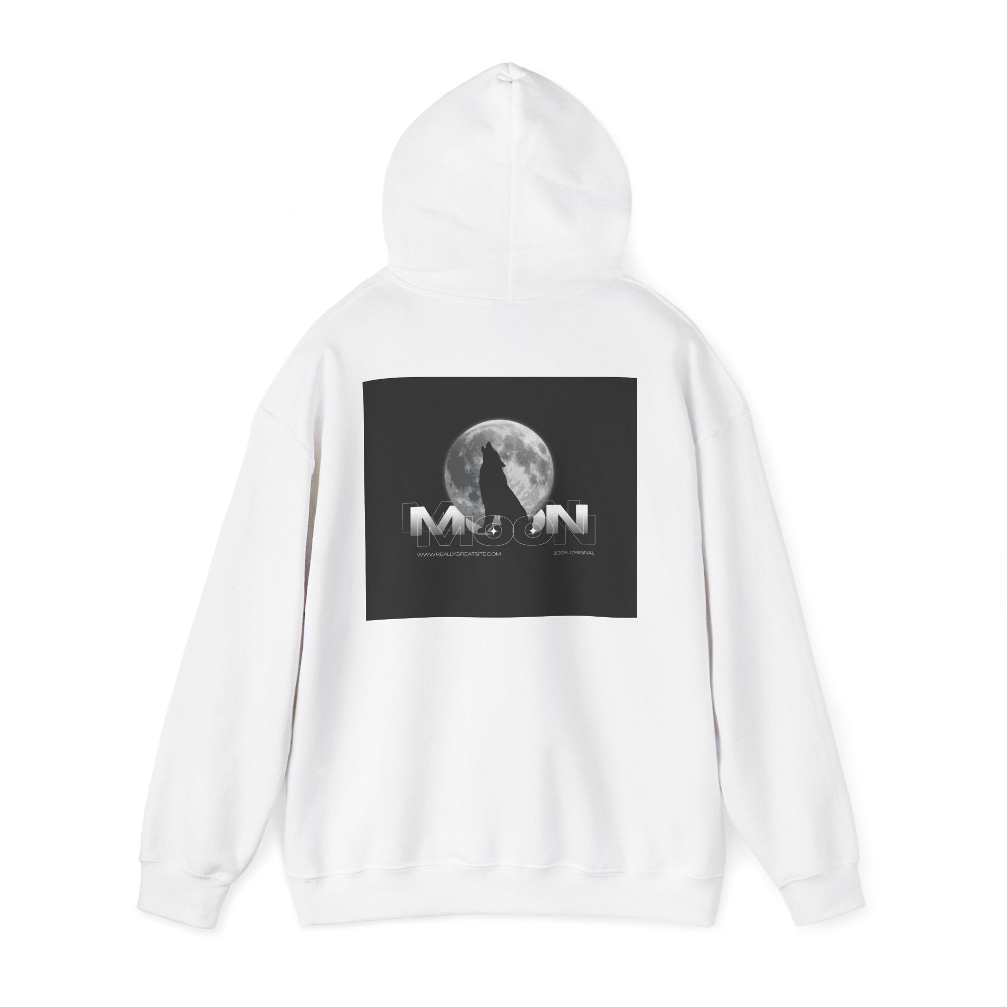 Moon Wolf Hoodie  Cotton Lunar Silhouette Graphic Sweatshirt