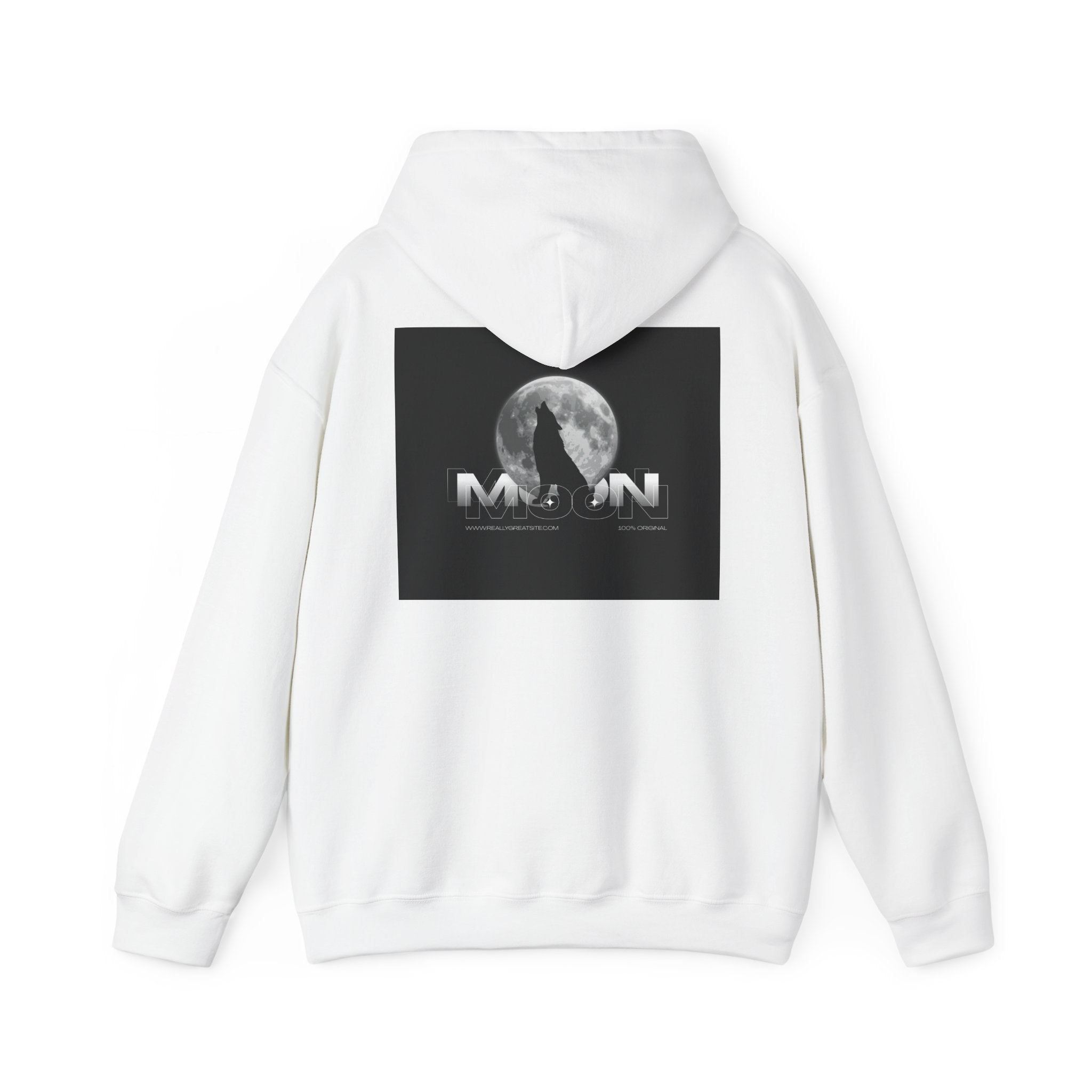 Moon Wolf Hoodie  Cotton Lunar Silhouette Graphic Sweatshirt