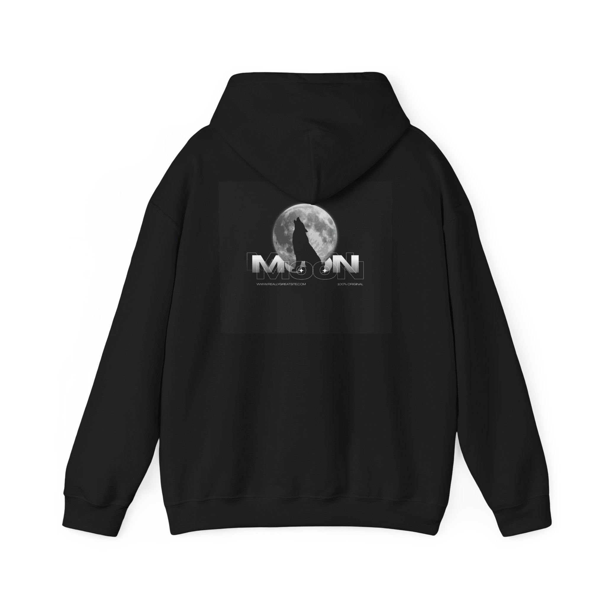 Moon Wolf Hoodie  Cotton Lunar Silhouette Graphic Sweatshirt